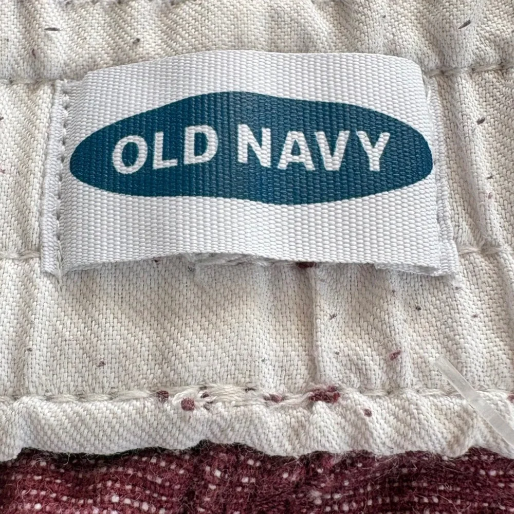 Old Navy Mens XXL Shorts Linen Cotton Blend Maroon Burgundy Coastal Beach Casual